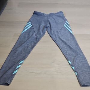 Adidas Gray Kids Leggings with Blue Stripes